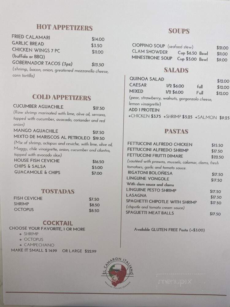 El Camaron Italiano - Antioch, CA menu_pic