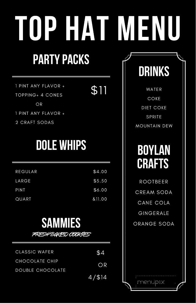 Top Hat Creamery - Lincoln, IL menu_pic