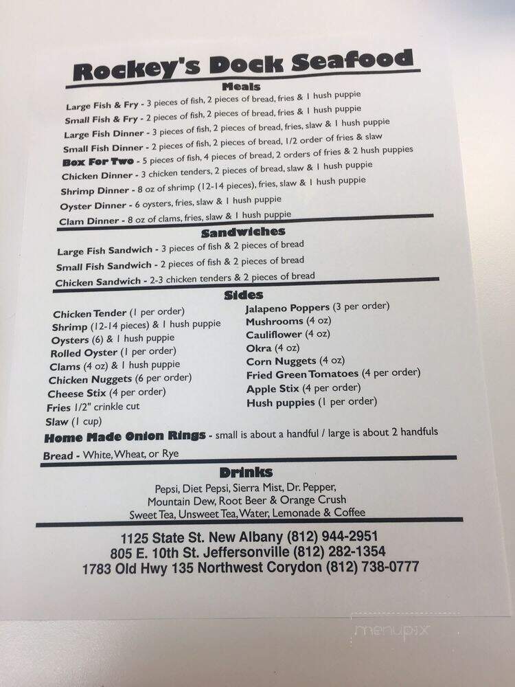 Rockey's Dock Seafood - Jeffersonville, IN menu_pic