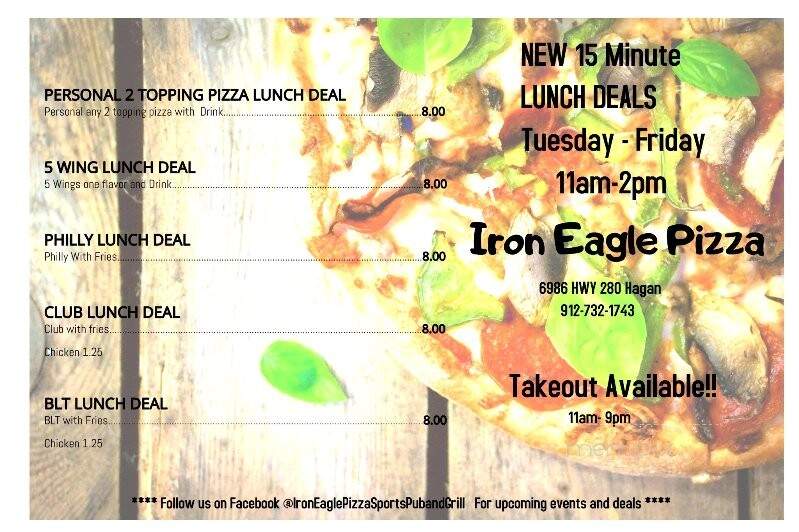 Iron Eagle Pizza - Claxton, GA menu_pic