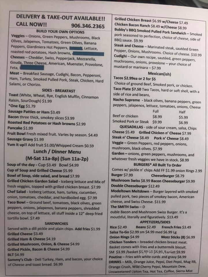 Shannon's Home Cooking - Gwinn, MI menu_pic