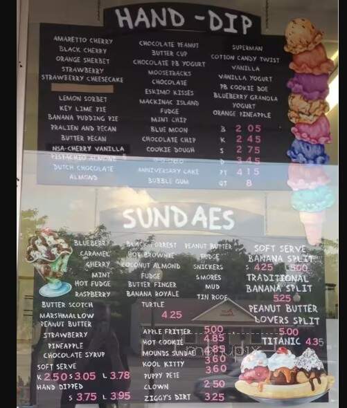 Ziggy's Ice Cream - Holly, MI menu_pic