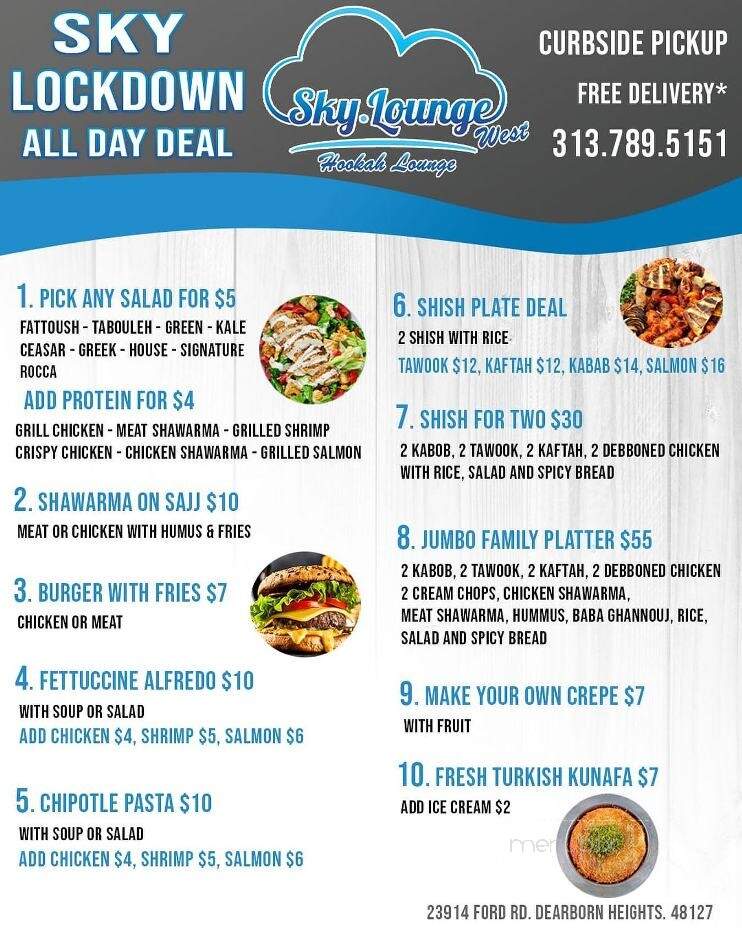 Sky Lounge West - Dearborn Heights, MI menu_pic