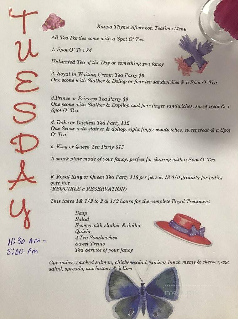 Kuppa Thyme Tearoom - Saint Cloud, FL menu_pic