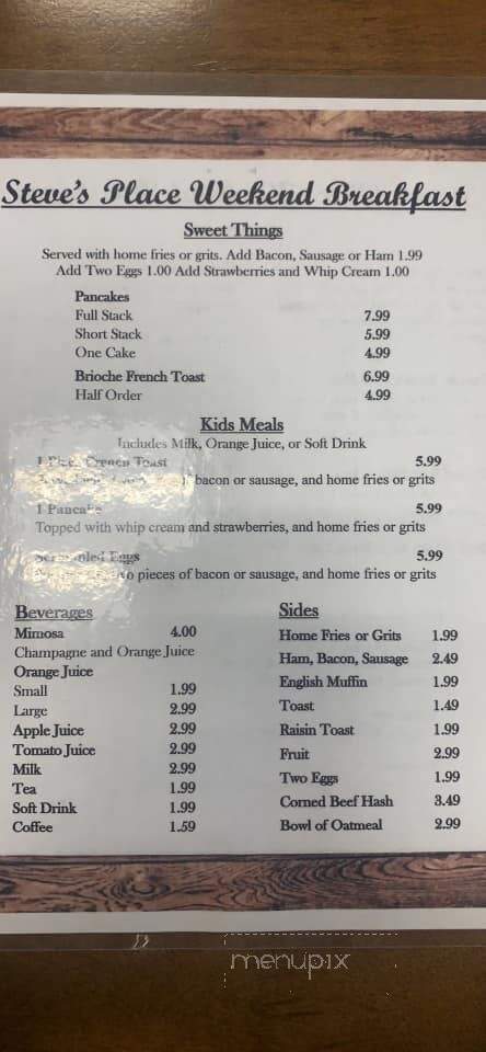 Steve's Place - North Fort Myers, FL menu_pic