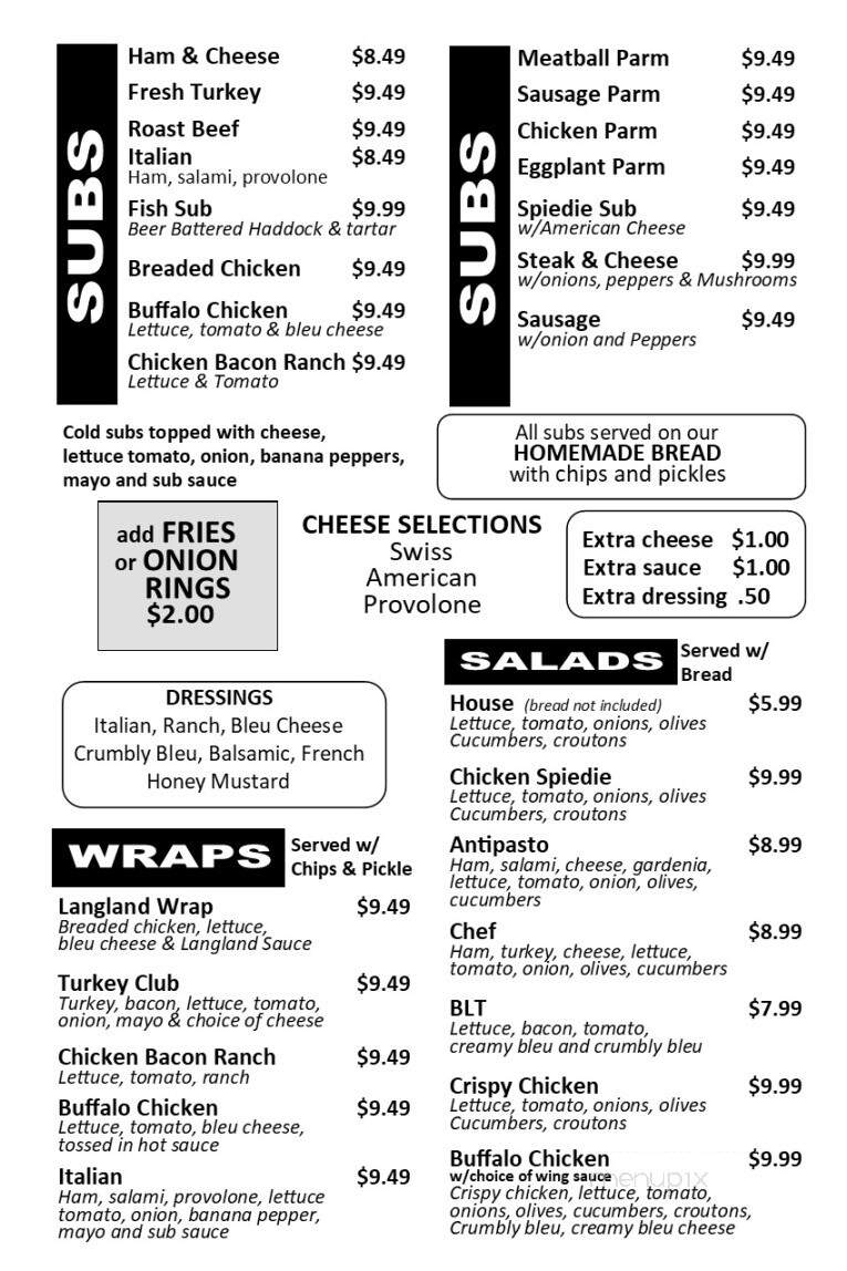 Langland's - Endicott, NY menu_pic