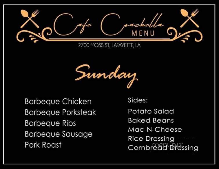 Cafe Coachella - Lafayette, LA menu_pic