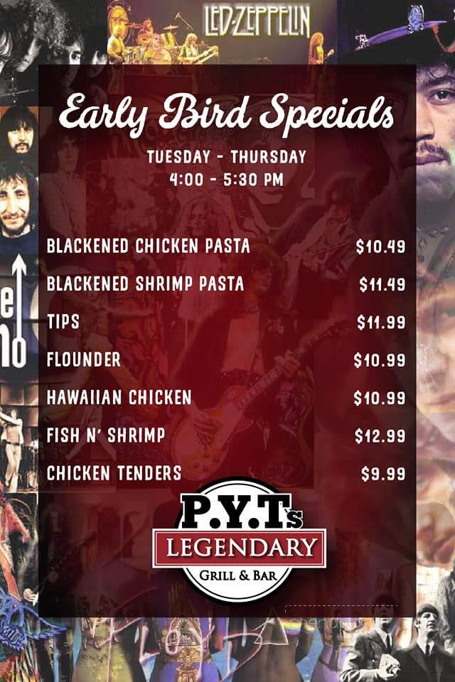 PYTs Legendary Grill & Bar - Gaffney, SC menu_pic