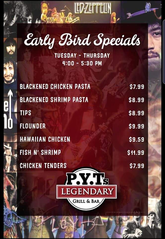 PYTs Legendary Grill & Bar - Gaffney, SC menu_pic