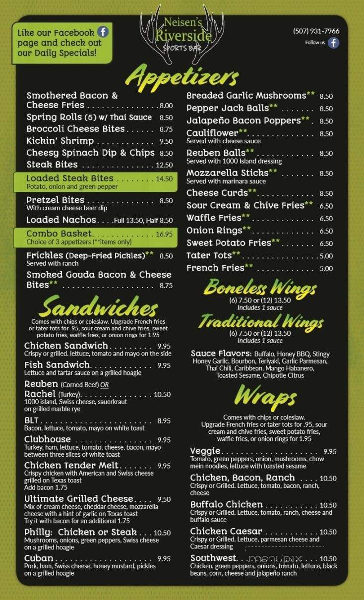 Neisen's Riverside Sports Bar - Saint Peter, MN menu_pic