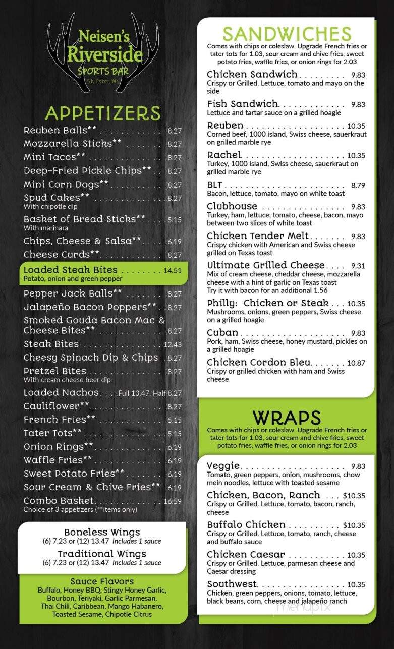 Neisen's Riverside Sports Bar - Saint Peter, MN menu_pic