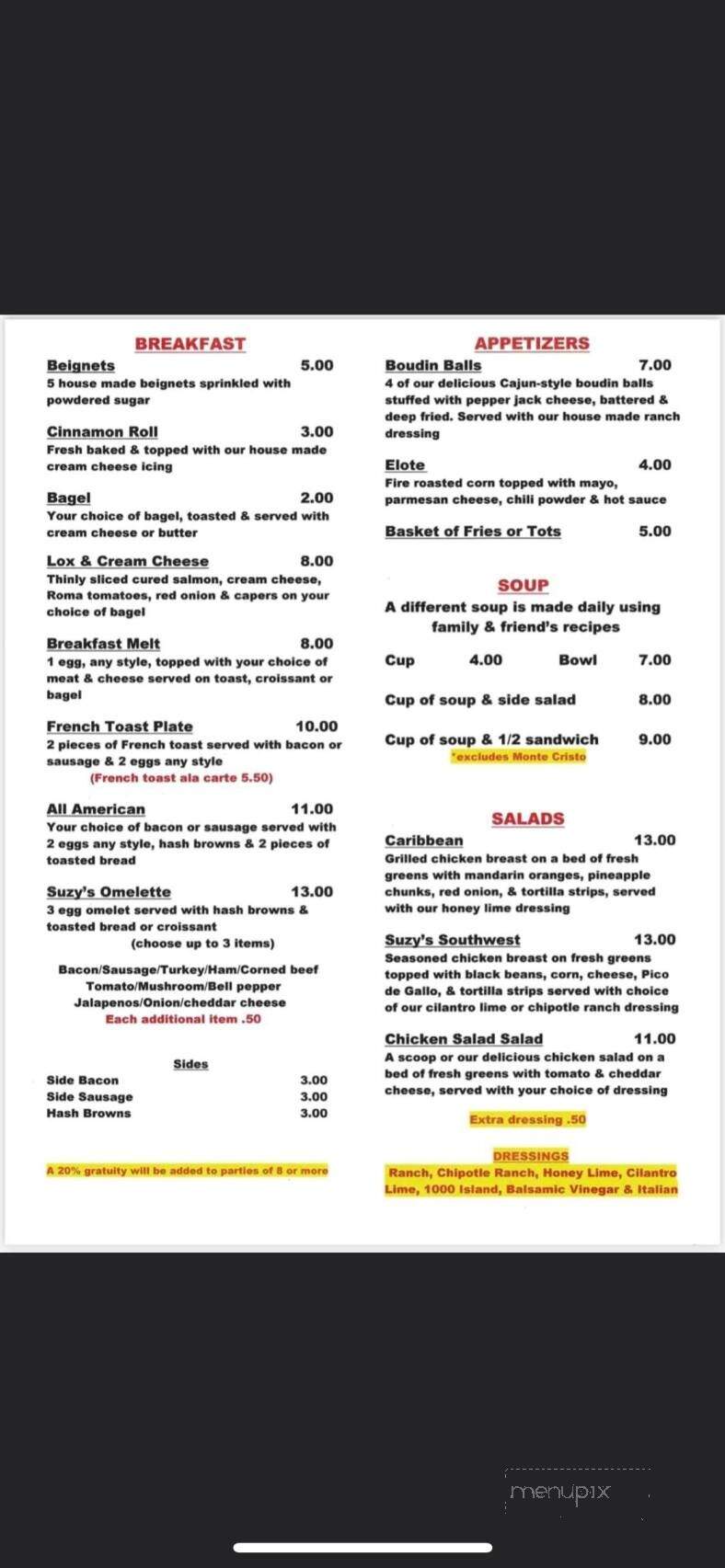 Suzy Q's - Temple, TX menu_pic