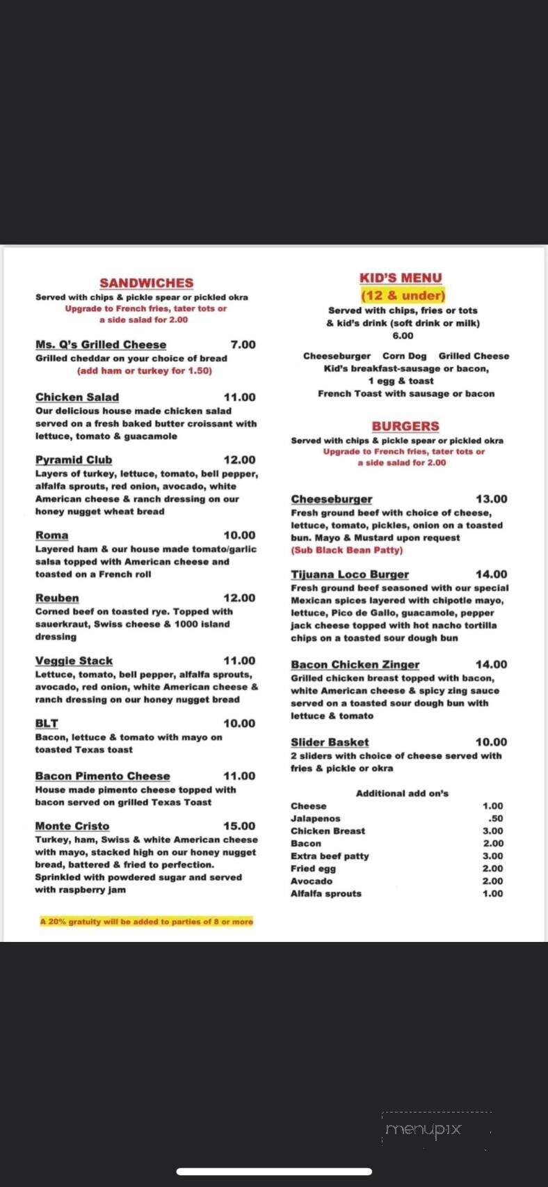 Suzy Q's - Temple, TX menu_pic