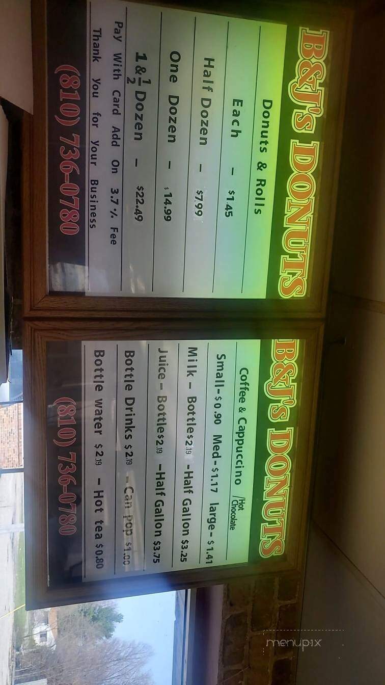 B&J Donuts - Huntingdon, TN menu_pic