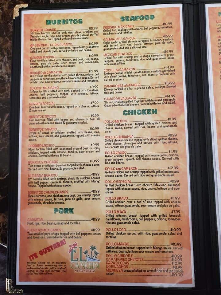 El Cancun - Dwight, IL menu_pic