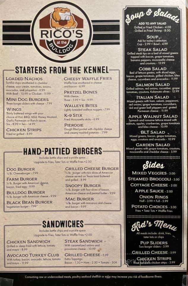 Rico's At the Bulldog - Elkhart, IN menu_pic