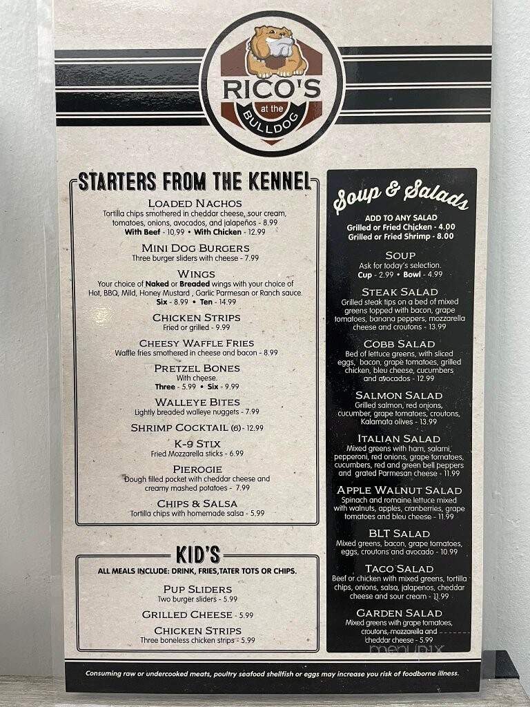 Rico's At the Bulldog - Elkhart, IN menu_pic