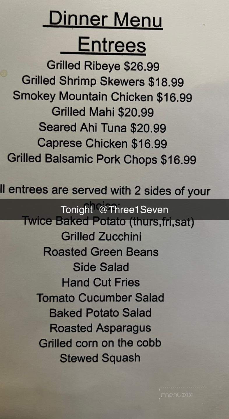 Three 1 Seven - Douglas, GA menu_pic