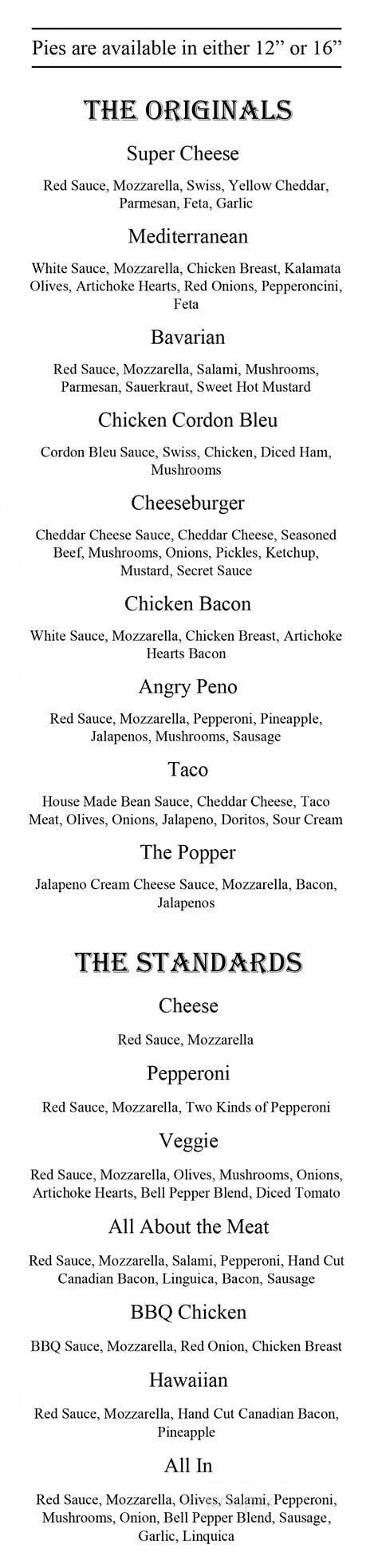 The Piehole Pizzeria - Vancouver, WA menu_pic