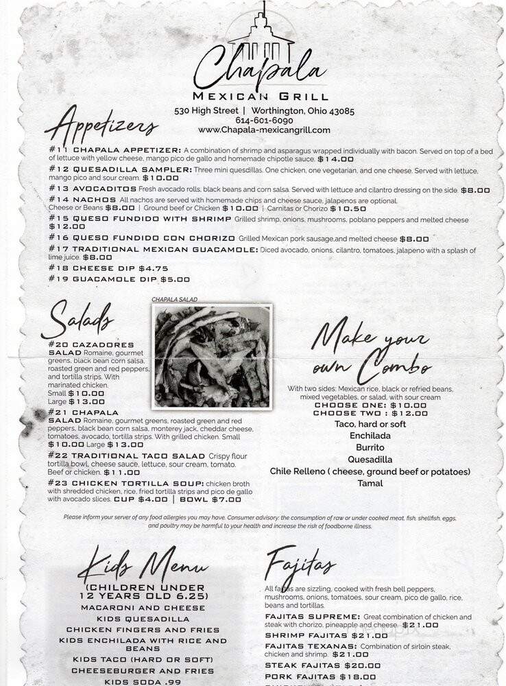 Chapala Mexican Grill - Worthington, OH menu_pic