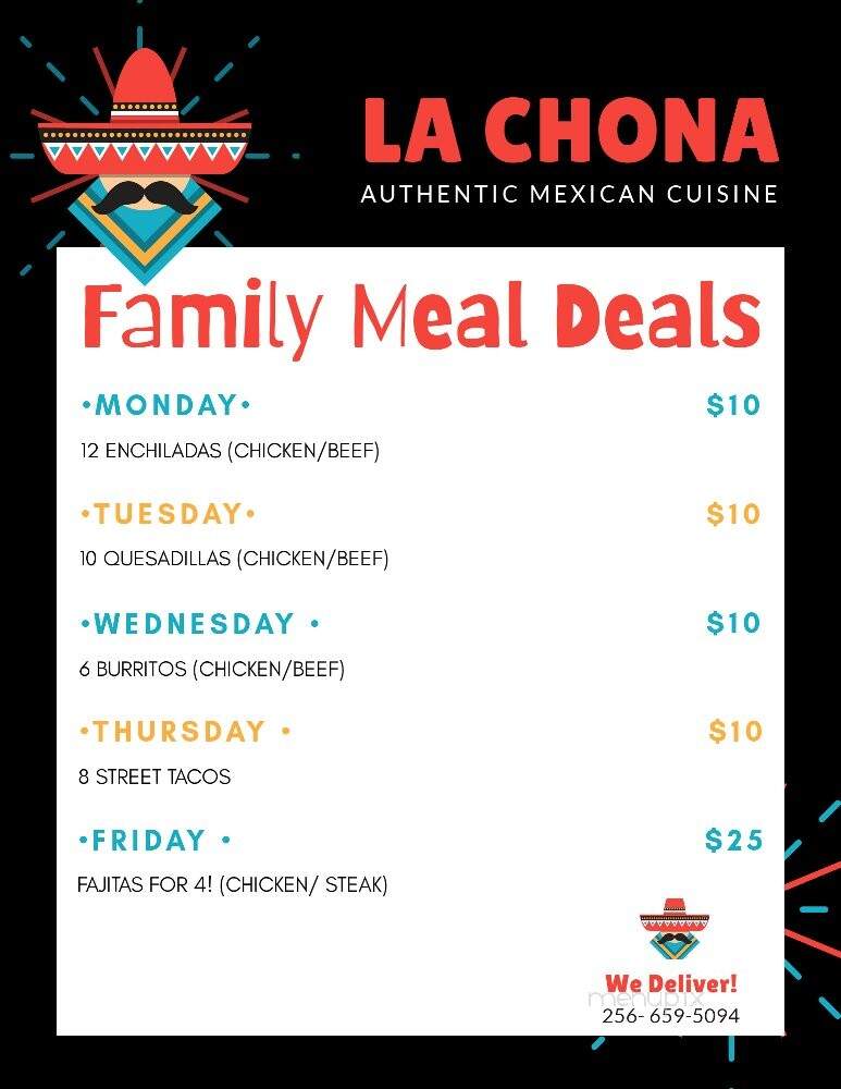 La Chona Mexican Restaurant - Geraldine, AL menu_pic