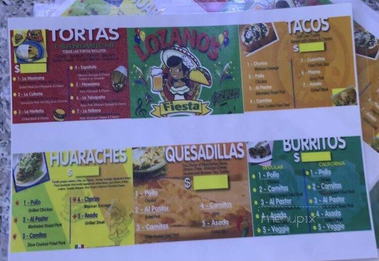 Lozano's Fiesta Authentic Mexican Grill - Newberry, SC menu_pic