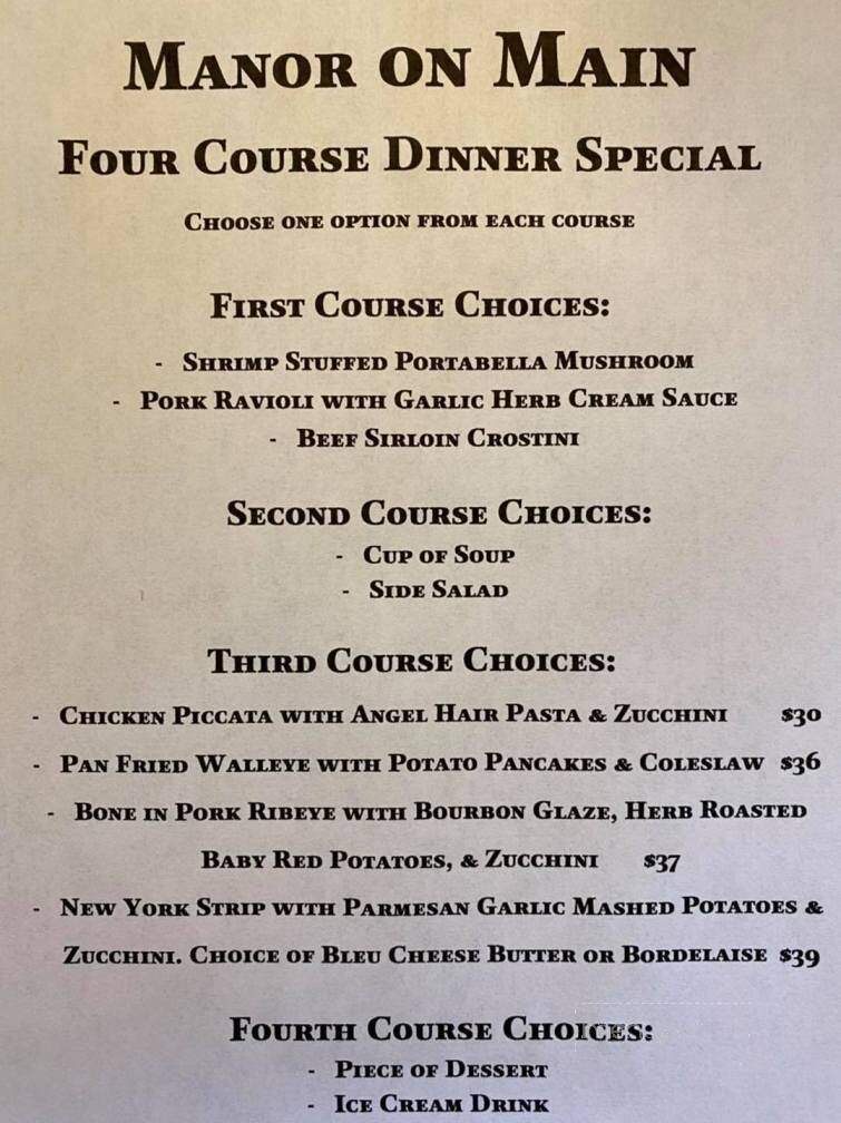 Manor On Main - Wausaukee, WI menu_pic