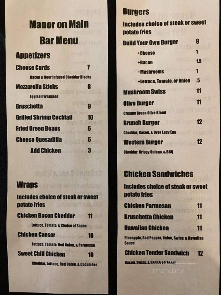 Manor On Main - Wausaukee, WI menu_pic