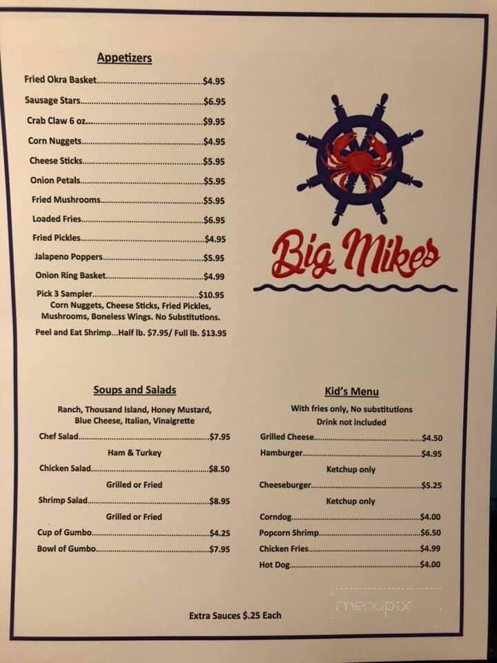 Big Mikes Seafood and More - Headland, AL menu_pic