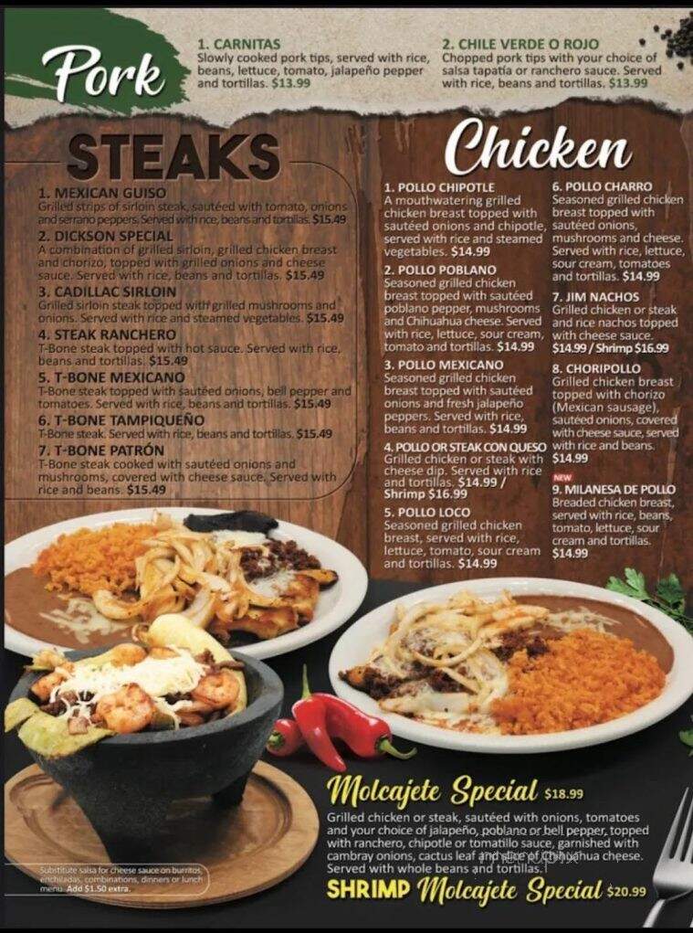 Javi's Mexican Restaurant - Dickson, TN menu_pic