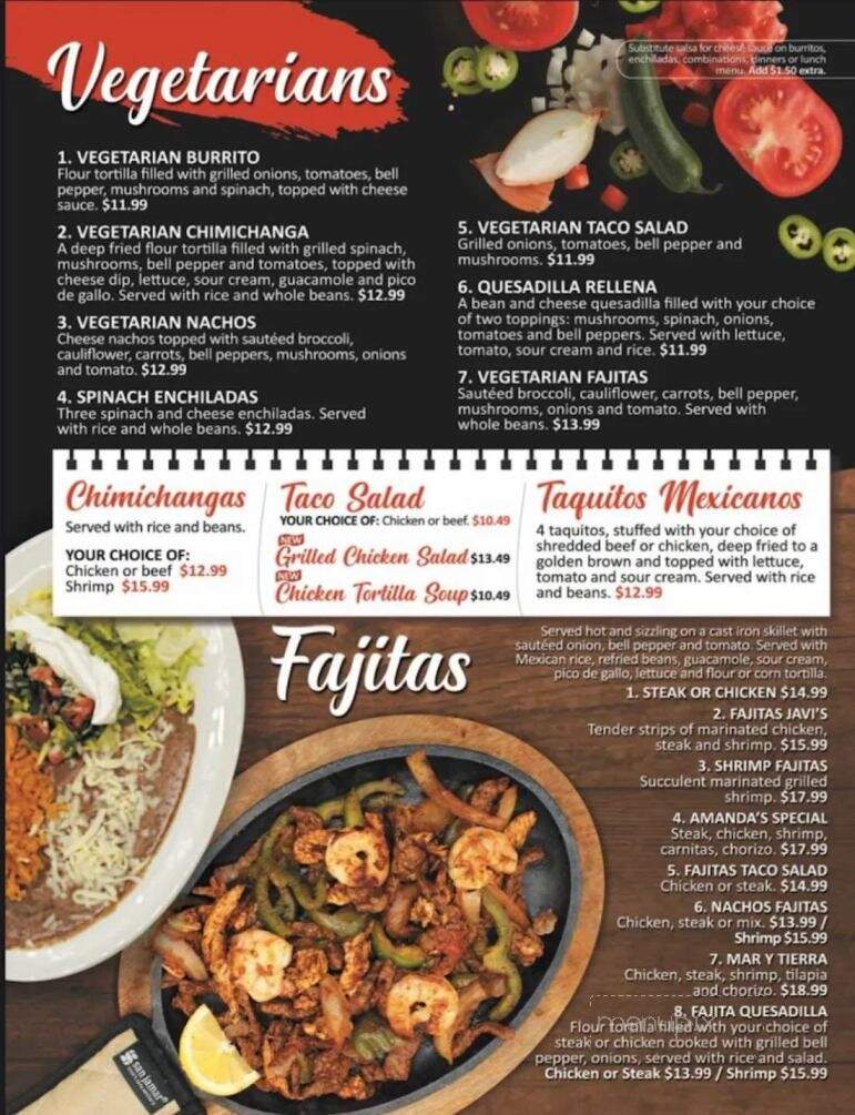 Javi's Mexican Restaurant - Dickson, TN menu_pic