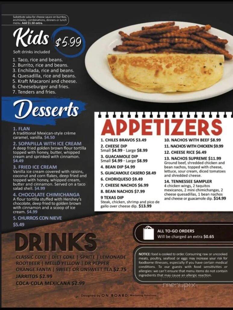 Javi's Mexican Restaurant - Dickson, TN menu_pic