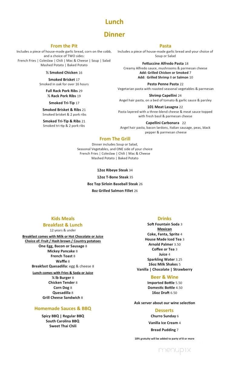 101 Grill & BBQ - Laytonville, CA menu_pic