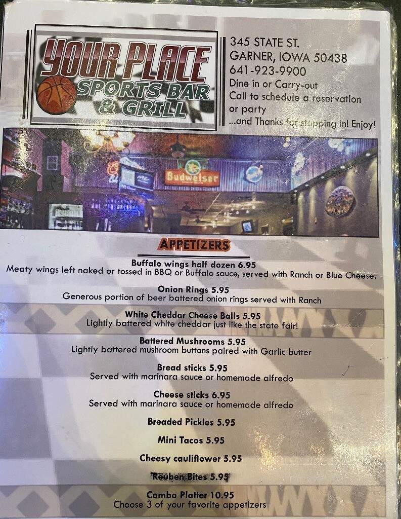 Your Place Sports Bar & Grill - Garner, IA menu_pic