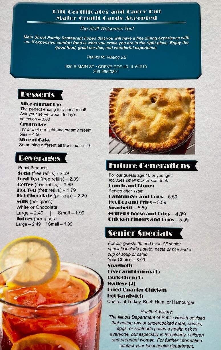 Main St Family Restaurant - Creve Coeur, IL menu_pic