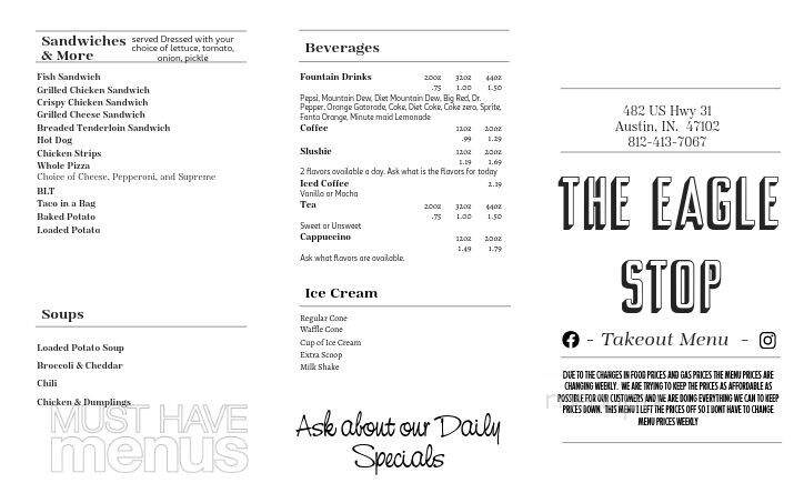 The Eagle Stop - Austin, IN menu_pic