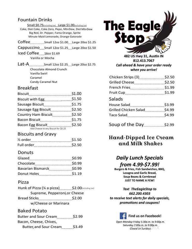 The Eagle Stop - Austin, IN menu_pic