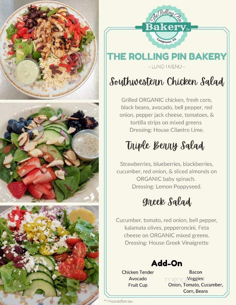 Rolling Pin Bakery - Lampasas, TX menu_pic