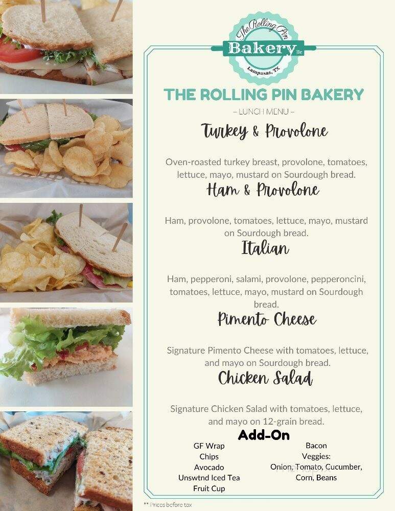Rolling Pin Bakery - Lampasas, TX menu_pic