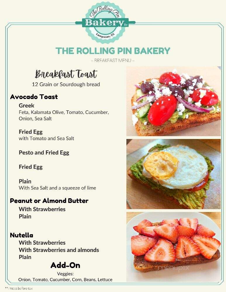 Rolling Pin Bakery - Lampasas, TX menu_pic