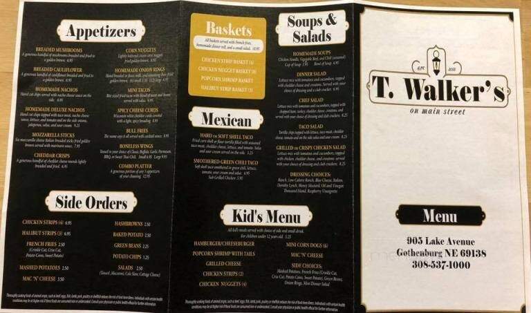 T Walker's On Main Street - Gothenburg, NE menu_pic