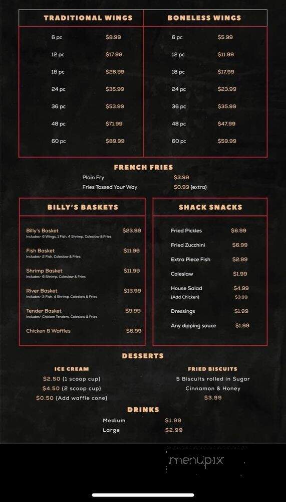 Billy's Wing Shack - Parker, AZ menu_pic