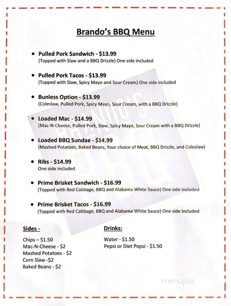 Brando's BBQ - Mount Vernon, WA menu_pic
