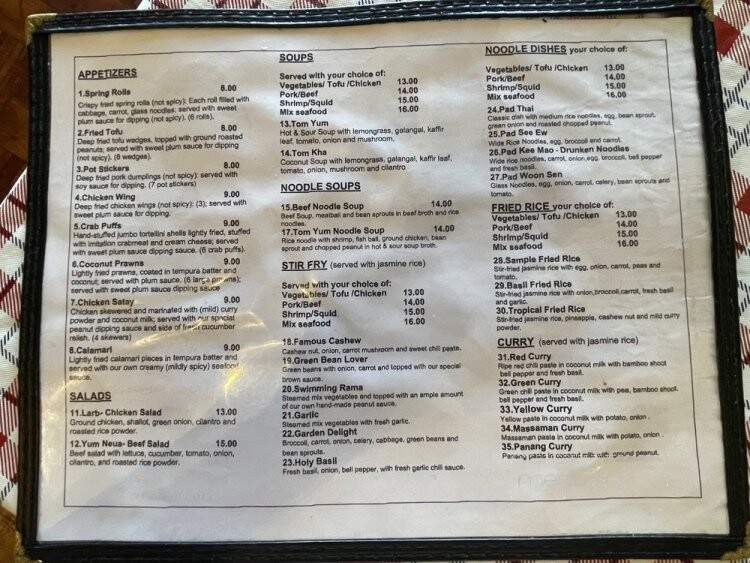 Spicy Thai Cuisine - Winston, OR menu_pic
