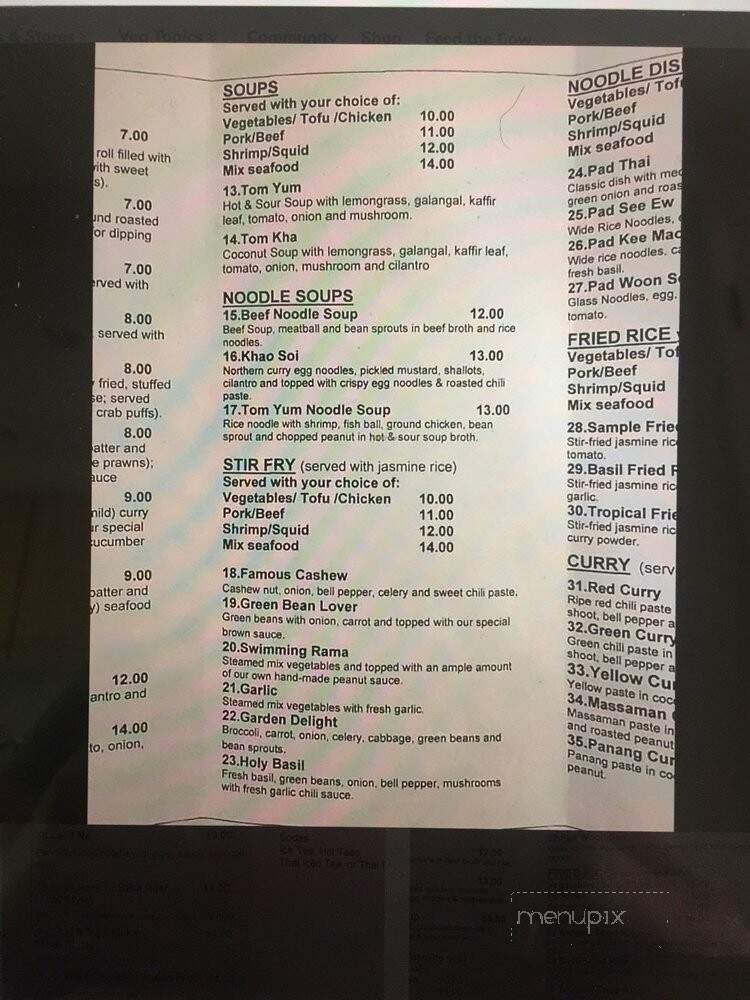 Spicy Thai Cuisine - Winston, OR menu_pic