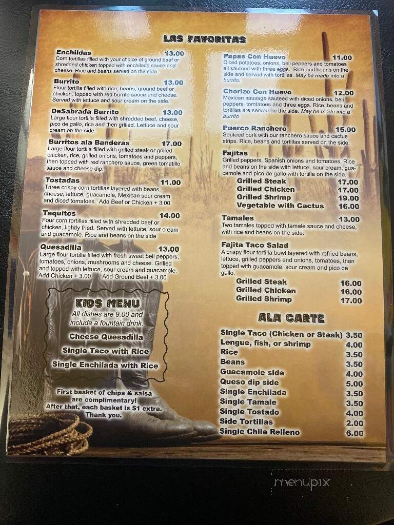 El Vaquero Mexicano - Ligonier, PA menu_pic