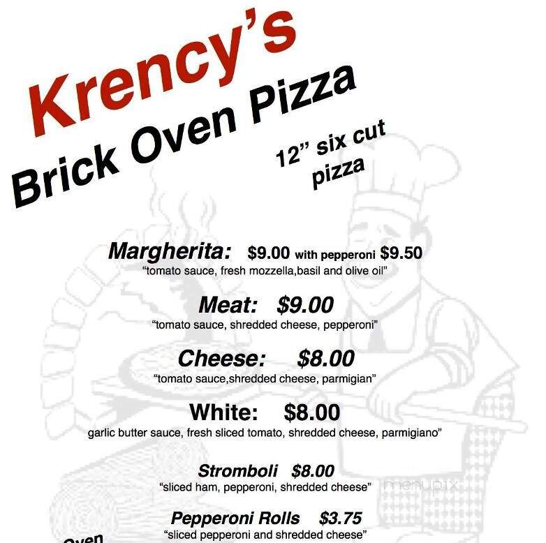 Krency's Bakery - Washington, PA menu_pic