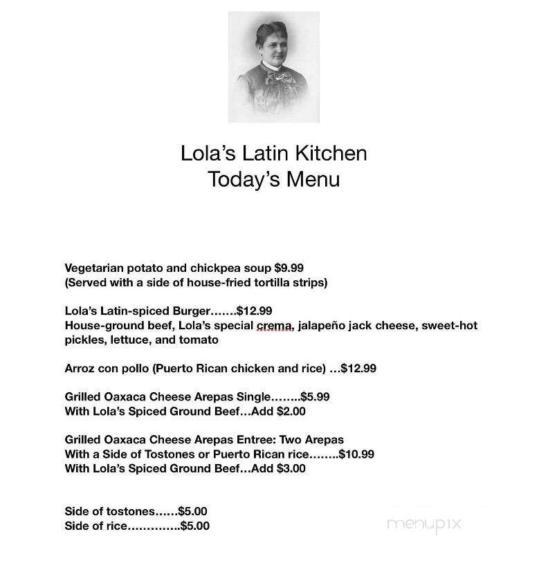 Lola's Latin Kitchen - South Hero, VT menu_pic
