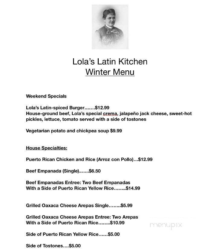 Lola's Latin Kitchen - South Hero, VT menu_pic
