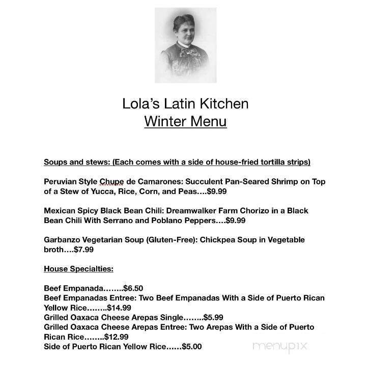 Lola's Latin Kitchen - South Hero, VT menu_pic